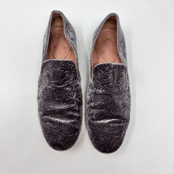 Lewit Gabriella Loafer Gray Embossed Velvet Size 39 - Picture 2 of 8